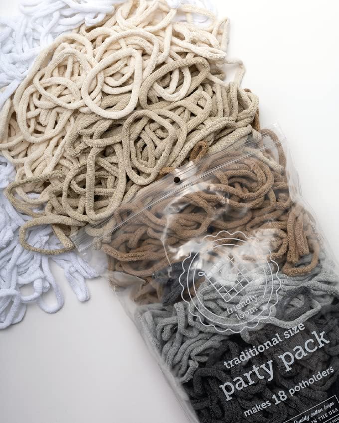 friendly loom Quality Cotton Weaving Loops in Neutral Colors – 7” Traditional Size | Weave 18 Functional Potholders | Made in The USA - Image 2